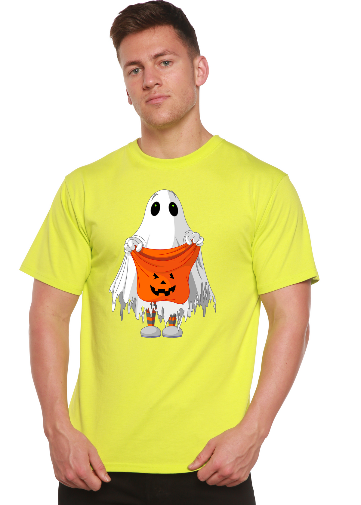 Spun Bamboo men's Halloween graphic T-shirt in bamboo viscose and organic cotton, featuring a spooky printed design.