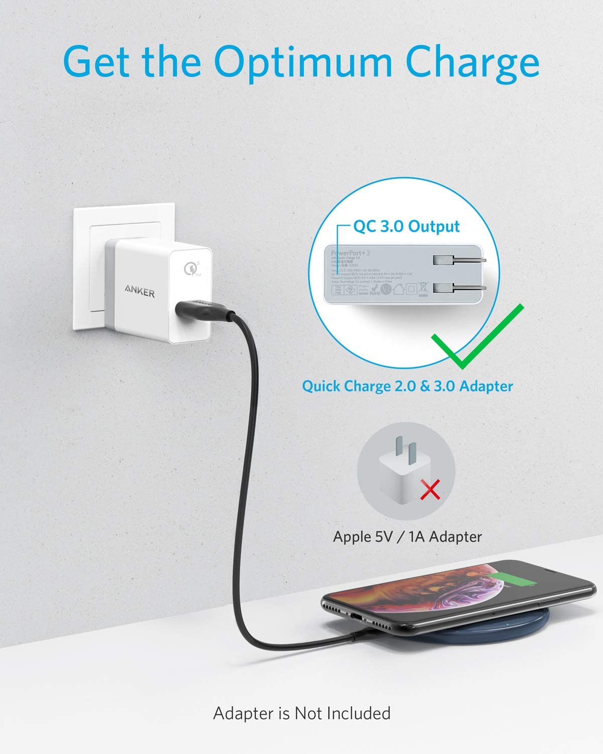 Anker 313 wireless charging pad for effortless smartphone charging with sleek, compact design on a flat surface.