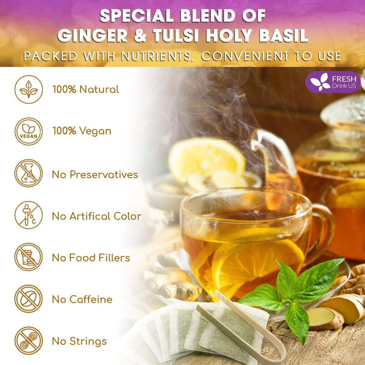 Premium Ginger Tulsi Tea Bags