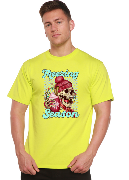 Unisex Freezing Season bamboo viscose organic cotton short sleeve graphic T-shirt by Spun Bamboo, featuring a colorful printed design.