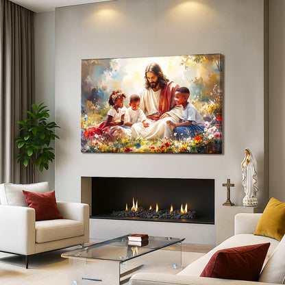 Jesus With Children Faith Wall Art V