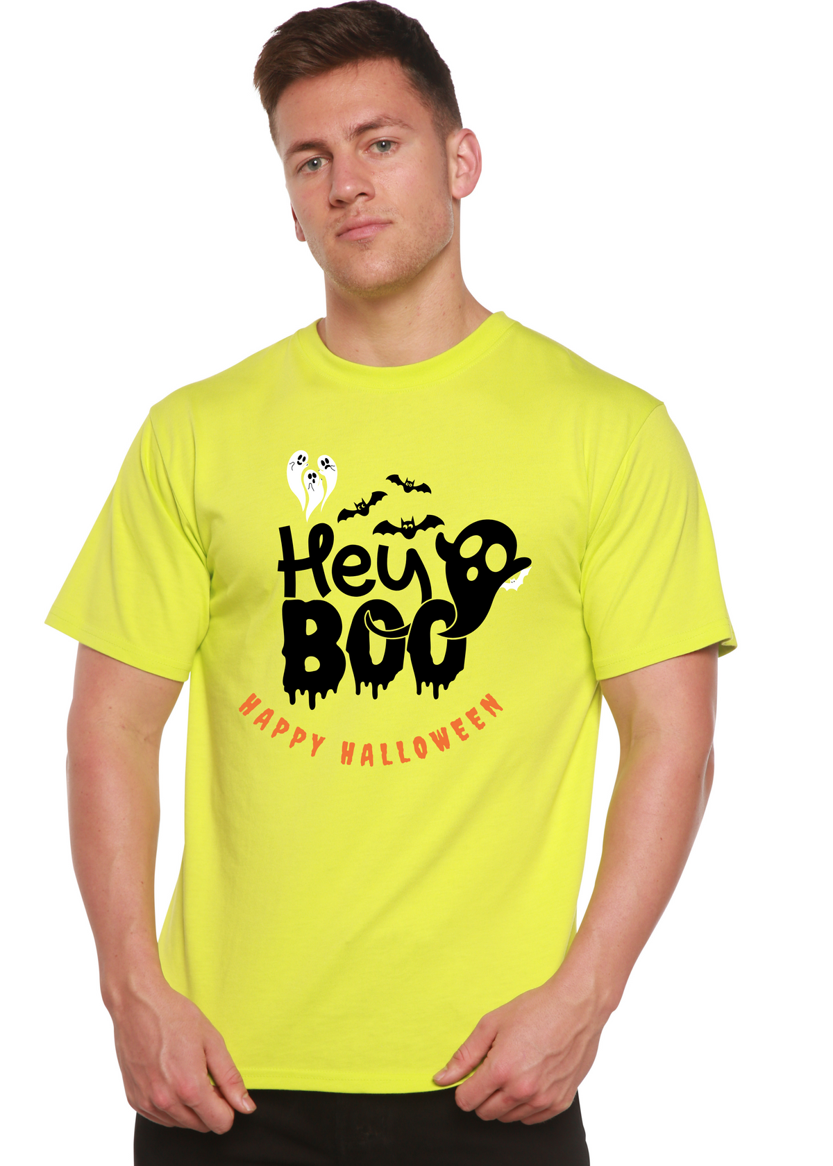 Mens printed T-shirt from Spun Bamboo featuring a graphic design, made of bamboo viscose and organic cotton, short sleeve style.