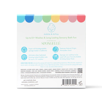 Honeydew Sponge Pop™ Kids buffer by Spongellé, a body wash infused sponge with honeydew scent for gentle cleansing.