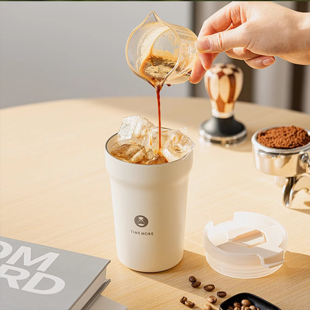 Timemore Travel Tumbler in black with stainless steel accents, designed for on-the-go home and garden use.