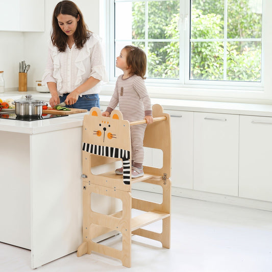 Wooden kids step stool with chalkboard surface, 3-in-1 design, suitable for children, by GBruno Store