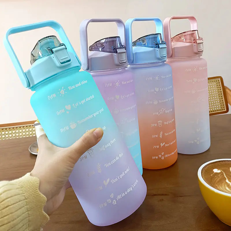 Inspirational Sports Water Bottle with Stickers, Portable