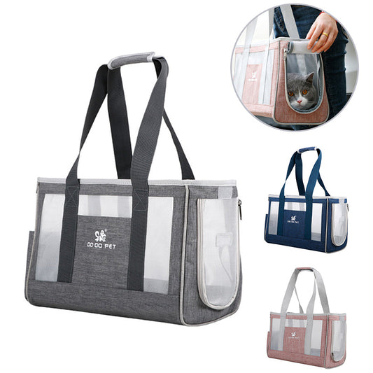 Portable pet cat bag, breathable dog carrier backpack with large-capacity travel handbag for puppy or kitten