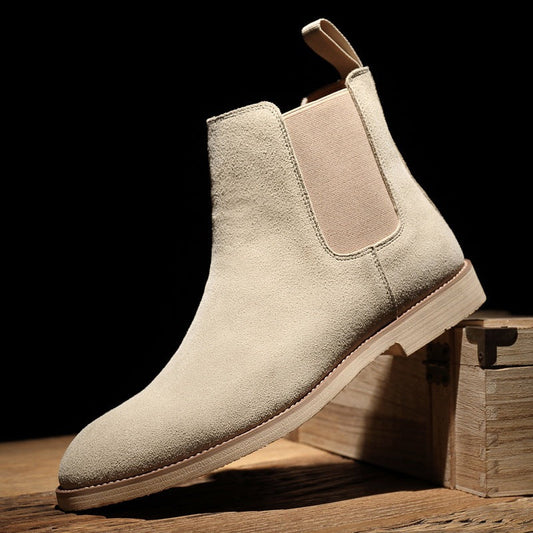 Men's autumn-winter suede high-top Chelsea boots by My Store with elastic side panels