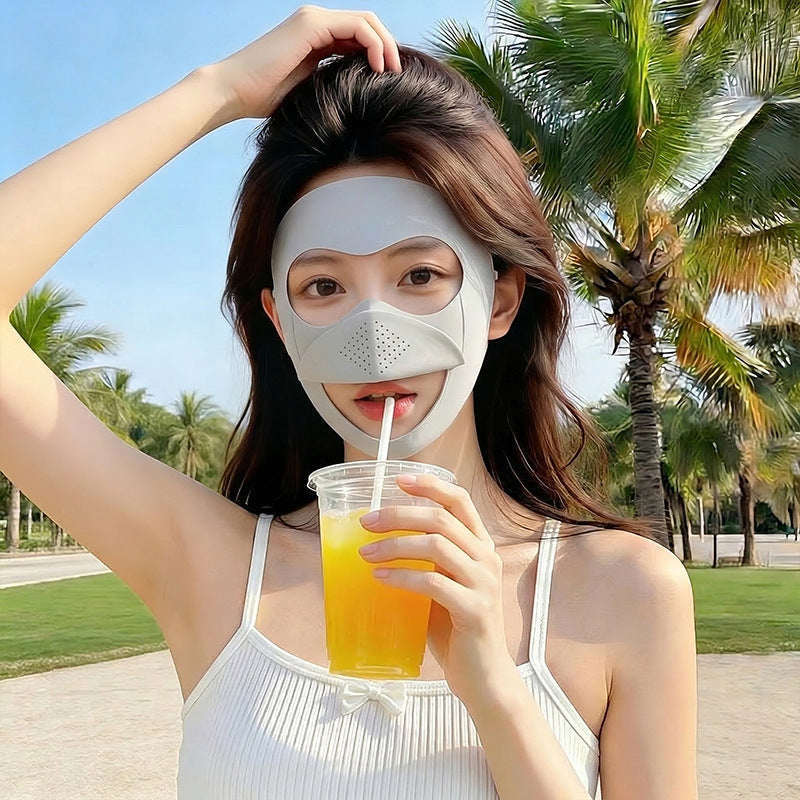 Full-face sunscreen mask for girls, lightweight protective face covering, My Store brand