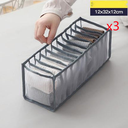 Underwear storage box made of non-woven fabric, featuring organized compartments for lingerie and socks