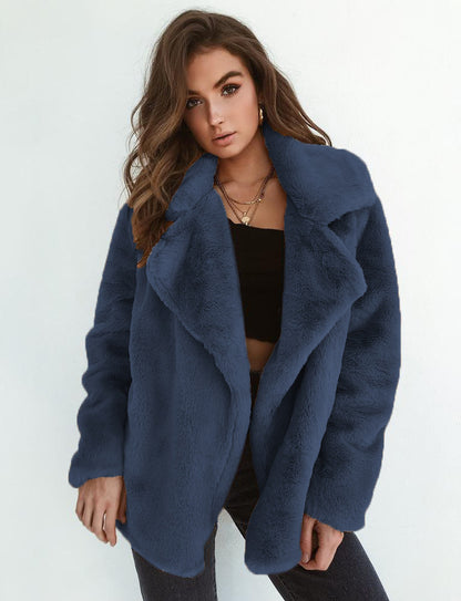 Chic Plush-Collar Winter Coat
