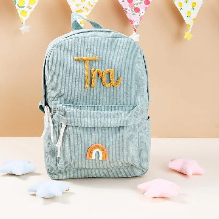 Customisable velour fabric large capacity backpack in a soft textured finish with adjustable shoulder straps