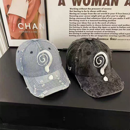 Men's washed and distressed baseball cap in a worn, casual style