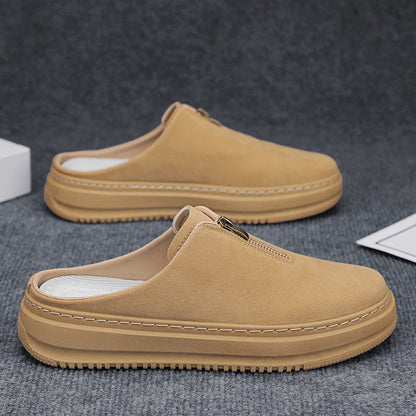 Men's thick-soled elevating casual slip-on slippers in a simple, comfortable design