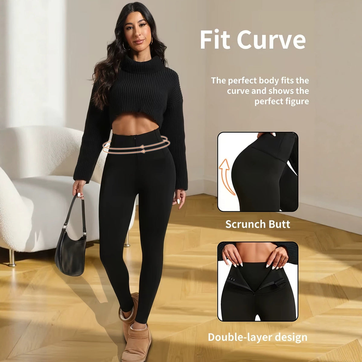 Zip-front tummy-control shark pants for women by My Store, shown from the front