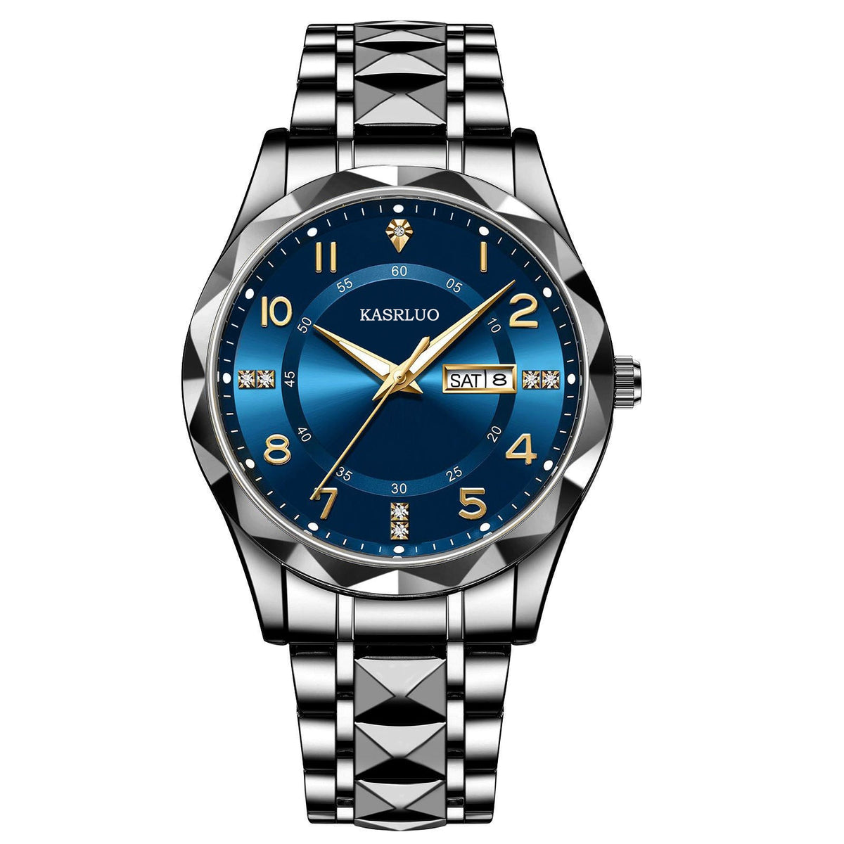 Men's dual calendar fashion waterproof luminous quartz watch with analog dial and date display