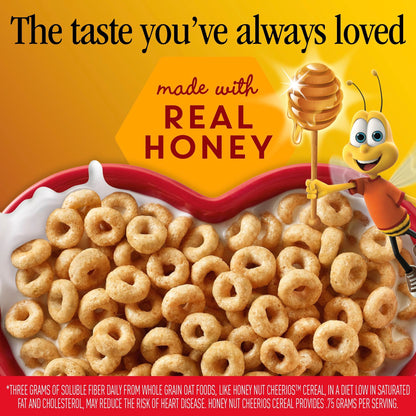 BackUpMyFilesNow® Honey Nut Cheerios breakfast cereal box with heart-healthy gluten-free oats and honey nut clusters on the front.