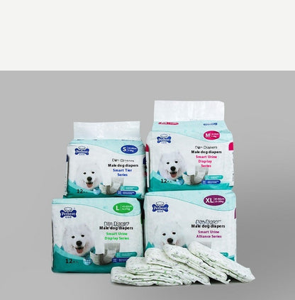 Petbest male dog diaper wearable urine display in a close-up product view