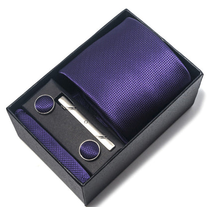 Men's polyester yarn-dyed jacquard formal tie in a textured woven pattern