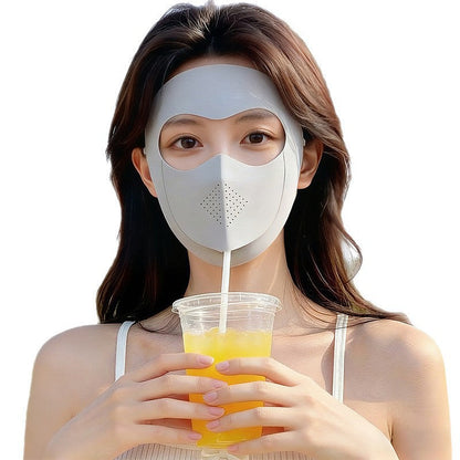 Full-face sunscreen mask for girls by My Store, covering the face with sun protection fabric