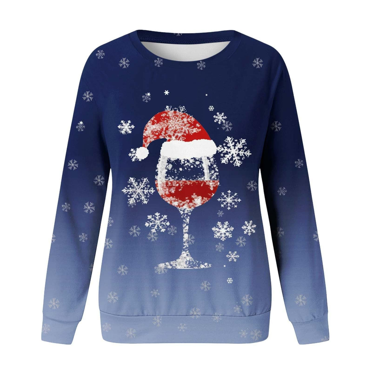 Women's Christmas round neck sweater with colorful 3D digital print pattern