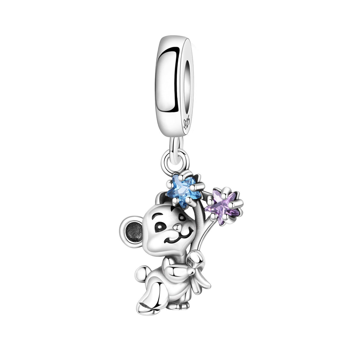 Beaded bracelet with playful sloth and koala pendant beads in colorful designs