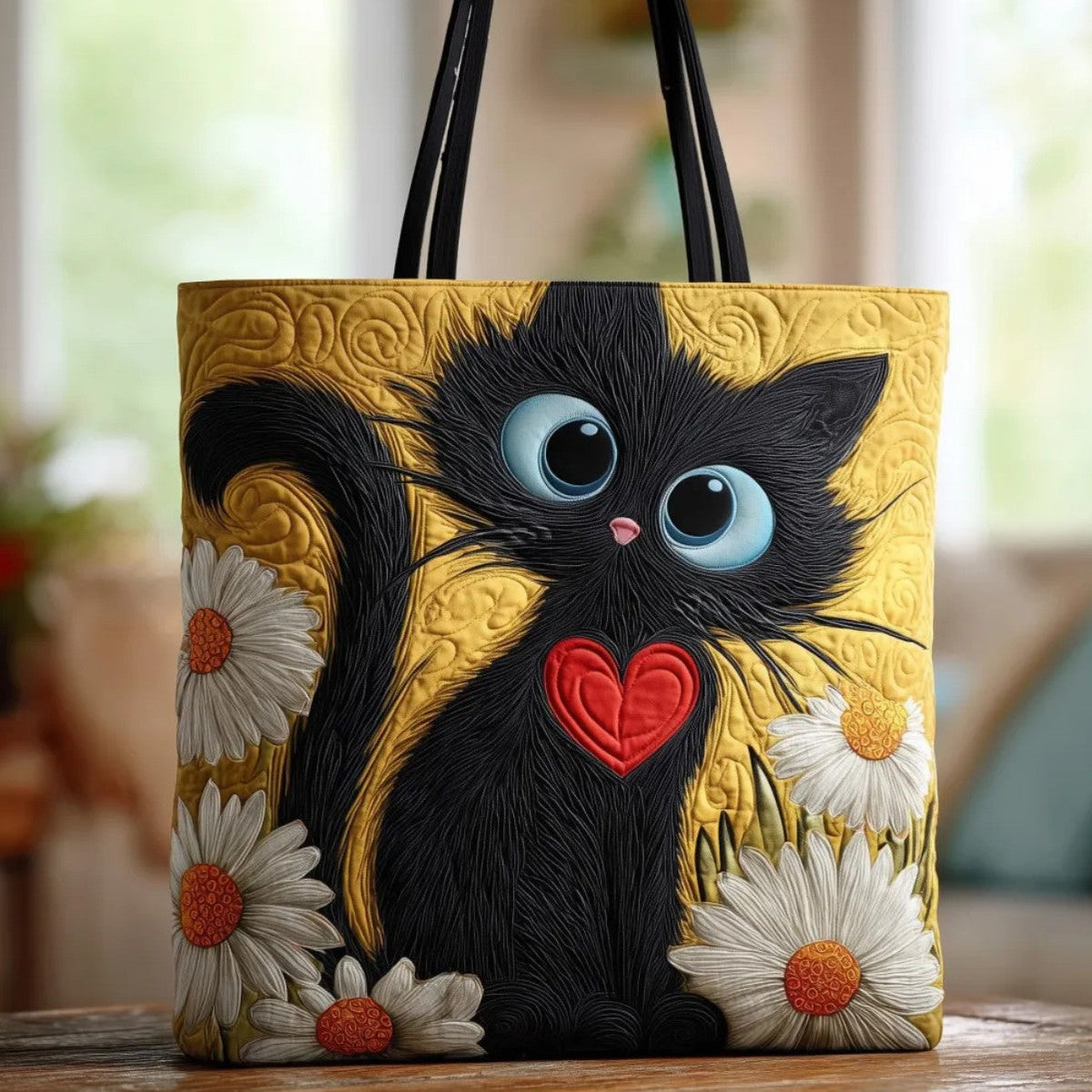 Digital-print quilting tote bag in cotton-padded jacket style for casual commuting