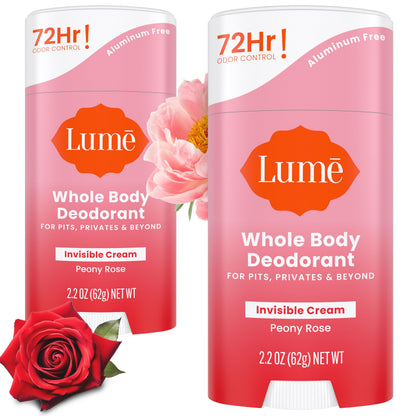 Lume Sensitive Skin Deodorant in Peony Rose, 2.2 oz by BACKUPMYFILESNOW®, showing the dual-use stick and packaging.