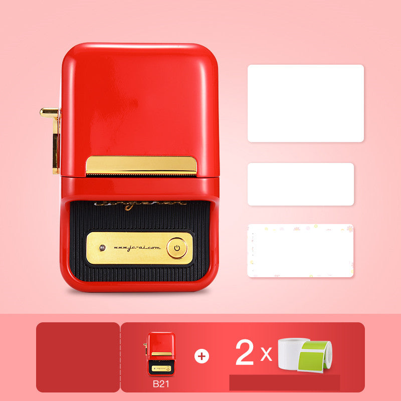 Pick Up Label Printer mini printer, compact thermal label printer in white with button and paper slot