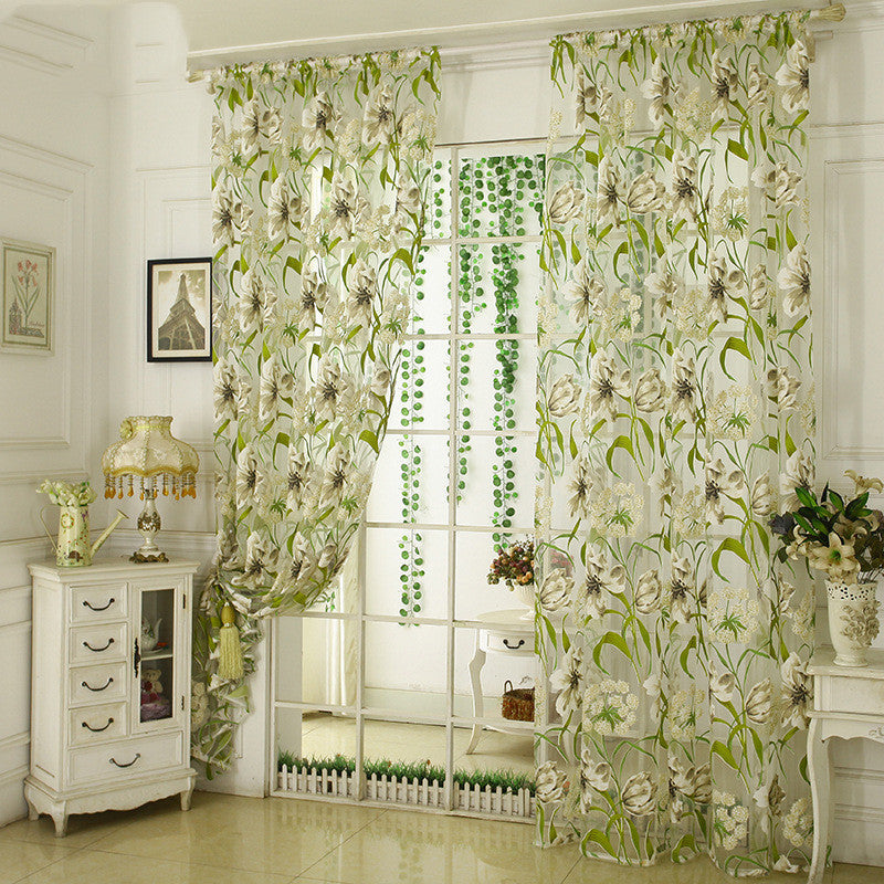 White striped yarn translucent curtain for bedroom by My Store