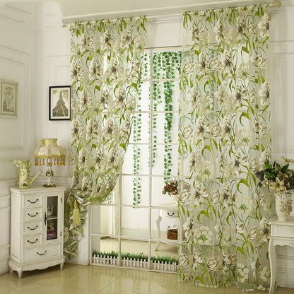 White striped yarn translucent curtain for bedroom by My Store