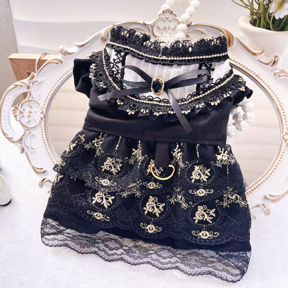 Gothic golden skirt cat and dog clothes with decorative detailing