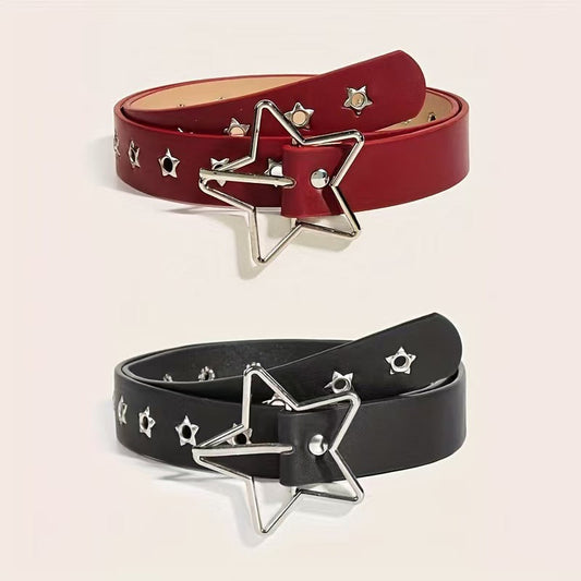 Women’s pentagram rivet PU belt, fashionable and versatile design