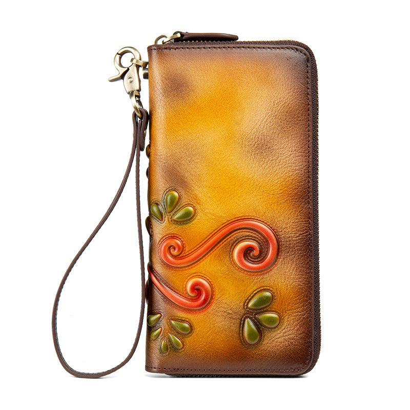Women's retro casual zipper wallet bag in a compact design
