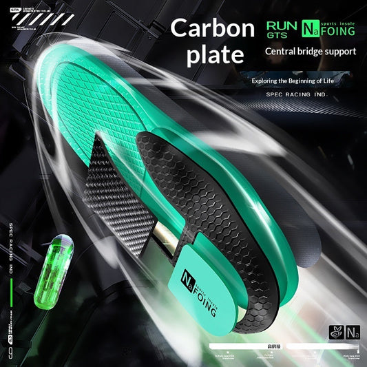 Arch-supporting cushioned breathable PU insoles for sports shoes, pair view