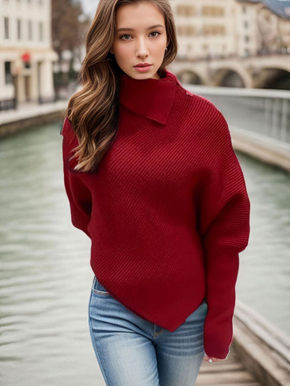 Women's irregular outerwear turtleneck sweater by My Store in a textured knit design