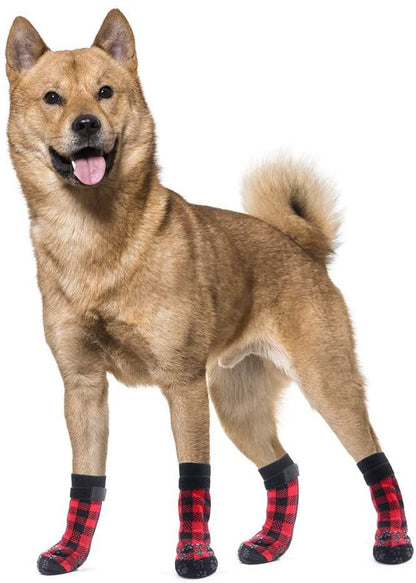 Cotton dog socks for pets, soft fabric paw coverings in assorted colors and patterns