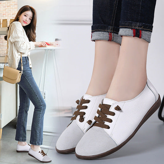 Women’s little white casual low-top flat shoes with soft soles for an all-match look