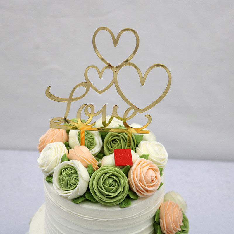 LOVE wedding party acrylic cake insert topper in clear acrylic lettering