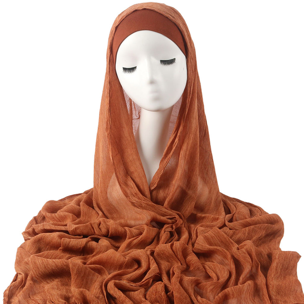 Women's solid-color pleated faux hijab by My Store folded neatly for display