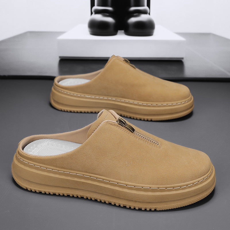 Men's thick-soled elevating casual slip-on slippers in a simple 3D product view