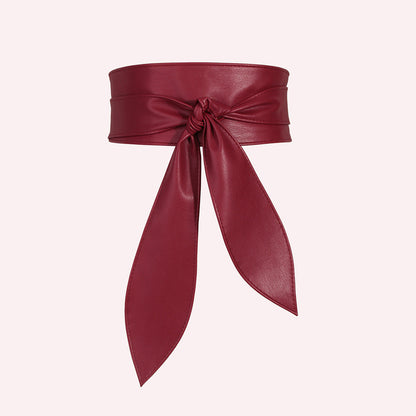 Women's wide waist tie belt with elegant bow ribbon design, soft all-match super-long style by My Store