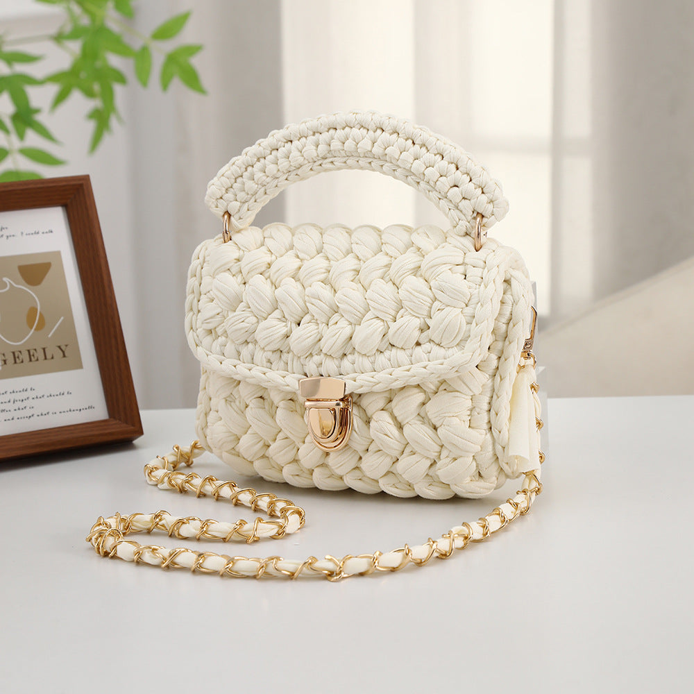 Handwoven women's minimalist tote bag in a simple woven design