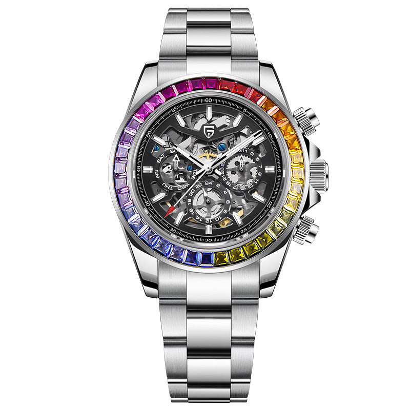 PAGANI DESIGN men's multi-functional watch with detailed dial and stainless steel case