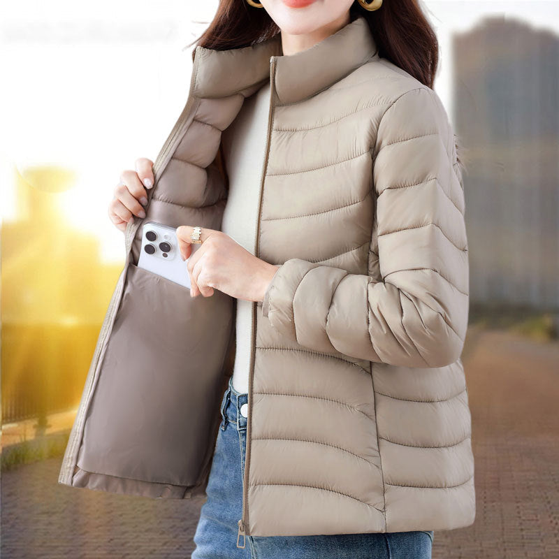 Women's relaxed-fit cotton-padded winter coat, quilted outerwear for middle-aged women by My Store