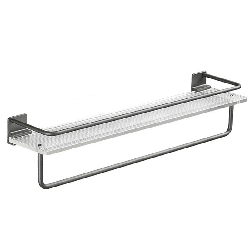 Acrylic bathroom storage rack for organizing folded towels, clear wall-mounted design