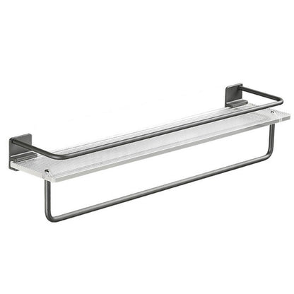 Acrylic bathroom storage rack for organizing folded towels, clear wall-mounted design