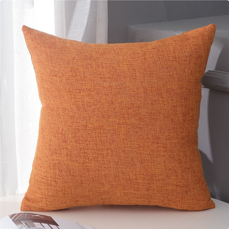 Plain cotton linen thickened square sofa cushion pillow in a neutral fabric cover