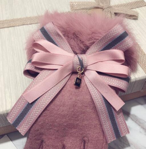 Cute thickened warm touch screen finger gloves in a soft fabric design, pair shown against a plain background