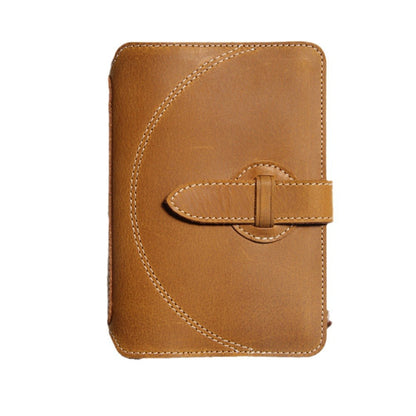 Genuine leather passport holder with multi-functional ID card case in brown, featuring multiple card slots